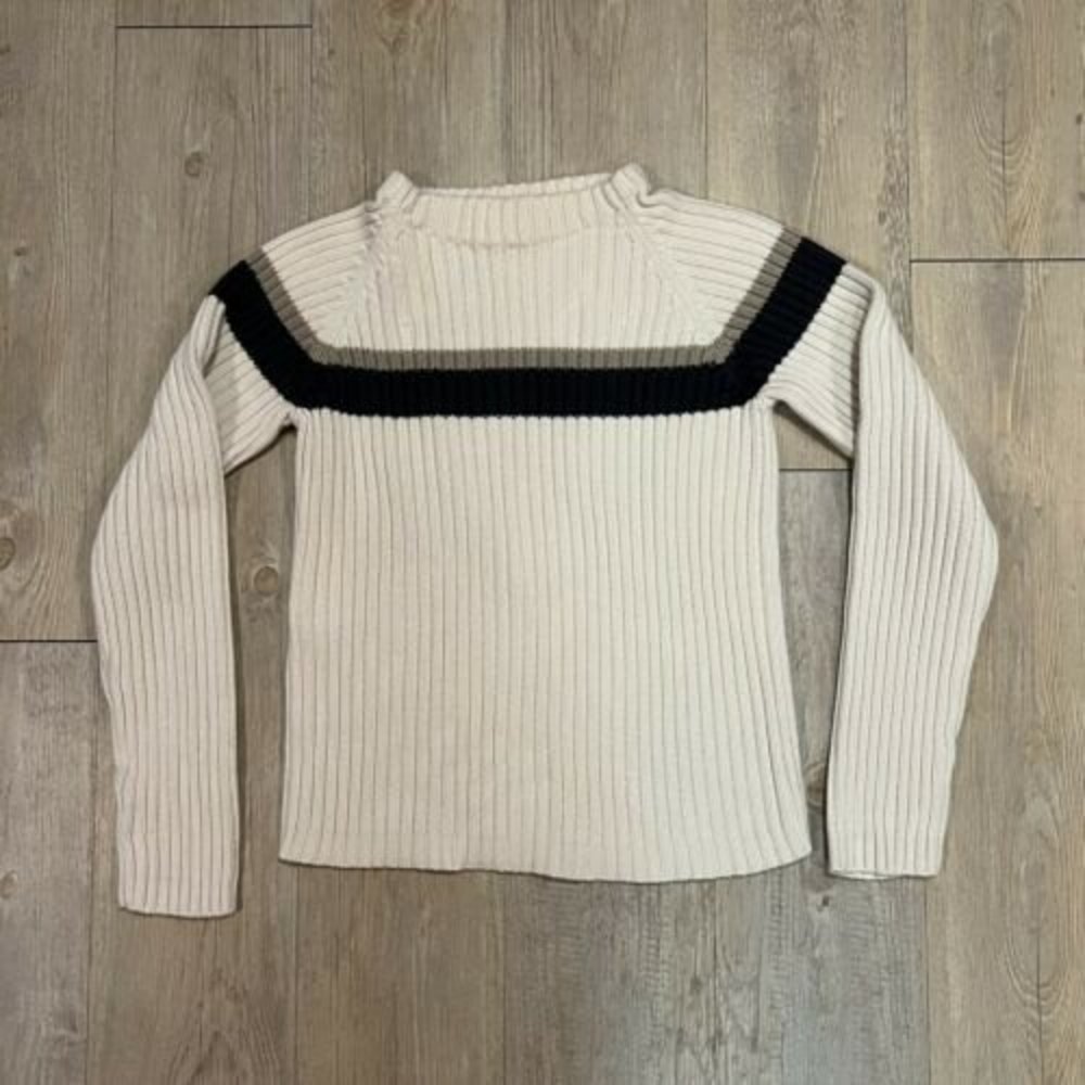 Polo Jeans Co Ralph Lauren Women’s M 100% Cotton White Ribbed Turtleneck Sweater